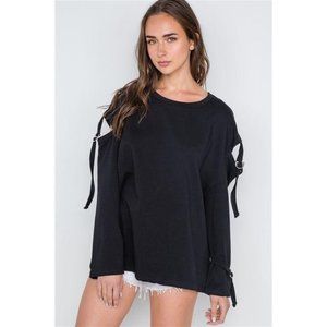 Black Cut-out Buckle Sleeve Top NWT